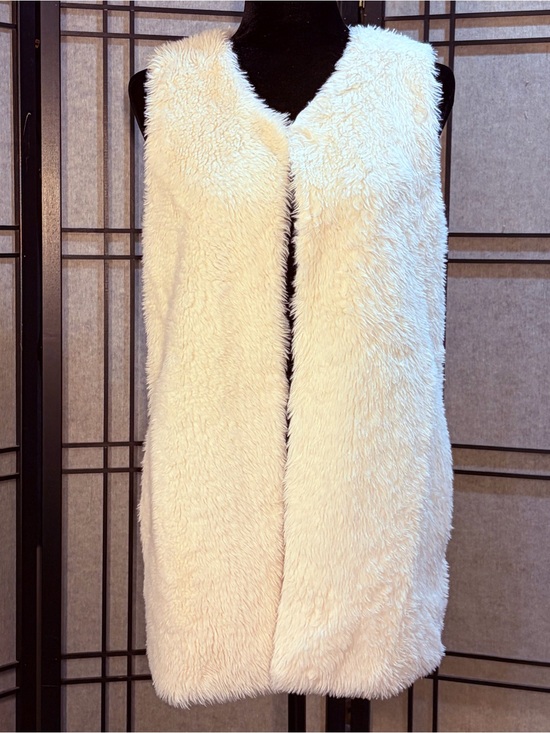 Windsor Jackets & Blazers - Windsor Women’s Faux Fur Sz M Shaggy Boho Glam Beige Neutral Hook & Eye Closure